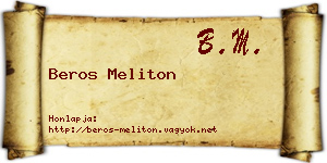 Beros Meliton névjegykártya